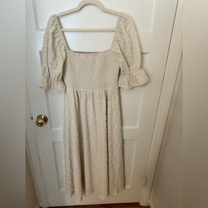 Altar'd State Cream Smocked Midi Dress
